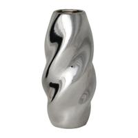 Vaas wave rond - zilverkleurig - ø10x21 cm - thumbnail