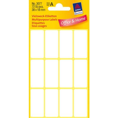 Etiket Avery Zweckform 3077 38x18mm wit 72 etiketten