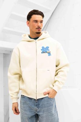 Croyez Botanique Zip Hoodie Heren Gebroken Wit/Blauw - Maat XS - Kleur: Gebroken WitBlauw | Soccerfanshop