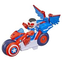 Captain America: Sam Wilson 7,5 cm actiefiguur en superbike, superheldenspeelgoed, geschikt voor kinderen vanaf 3 jaar, inclusief Iron Man en vrienden. - thumbnail