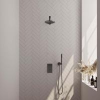 Brauer Gunmetal Edition Thermostatische Regendoucheset Inbouw - Hoofddouche 20 cm - Rechte Wandarm - 3 Weg - Handdouche Staaf - Doucheslang - Wandaansluitbocht - Gunmetal - thumbnail