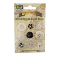 Vaessen Creative • vintage buttons assortiment black & white 9pcs - thumbnail