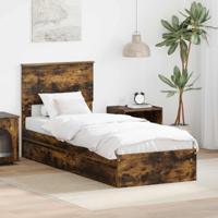 Bedframe met lade Gerookt eiken 75 x 190 cm Bewerkt hout - thumbnail
