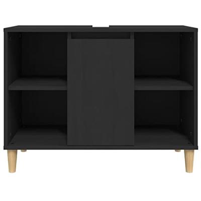 Wastafelkast 80x33x60 cm bewerkt hout zwart
