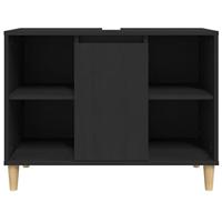 Wastafelkast 80x33x60 cm bewerkt hout zwart - thumbnail