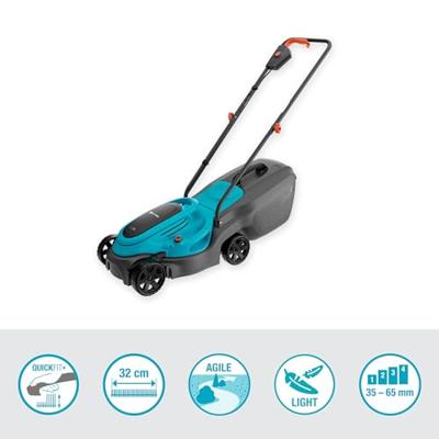 GARDENA grasmaaier easymax 32/18v (turquoise/grijs, accu en lader niet inbegrepen)