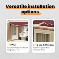 VidaXL Inklapbaar zonnescherm bordeauxrood 350 x 200 cm stof - thumbnail