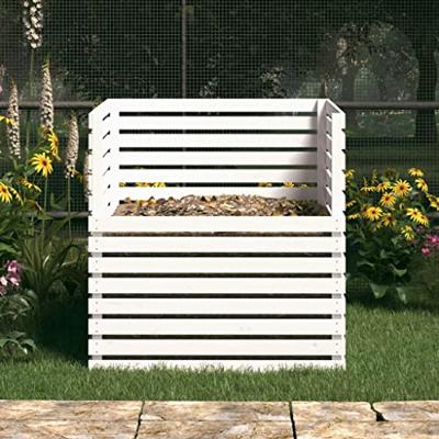 Compostbak 100x100x102 cm massief grenenhout wit - thumbnail