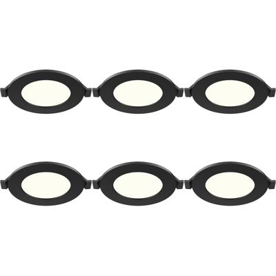 LED Downlight Inbouwspot Dimbaar 6 Stuks - Brinton Thin - 4W 280lm 120° Bundelhoek - Natuurlijk Wit 4000K - IP40 - Rond - Zwart - Ø85mm Buitenmaat - Ø70mm Zaagmaat