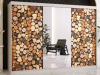 Kledingkast DREMBO 3 schuifdeuren 250 cm mat wit met spiegel - thumbnail