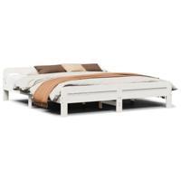 Bedframe zonder matras massief grenenhout wit 200x200 cm - thumbnail