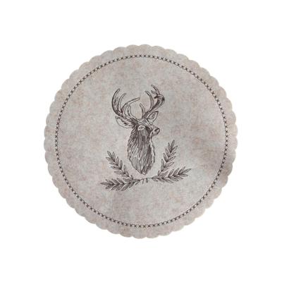 Placemat rendier vilt beige Ø35cm
