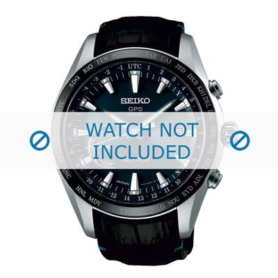 Horlogeband Seiko 8X22-0AG0 / SSE115J1 / L0CK01BJ9 Leder Zwart 22mm