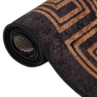 VidaXL Vloerkleed wasbaar anti-slip 80x150 cm zwart en goudkleurig - thumbnail