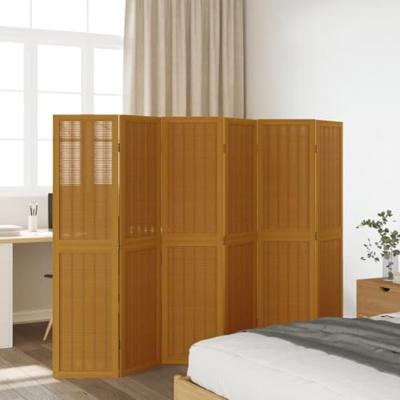 Kamerscherm met 6 panelen massief paulowniahout bruin - thumbnail