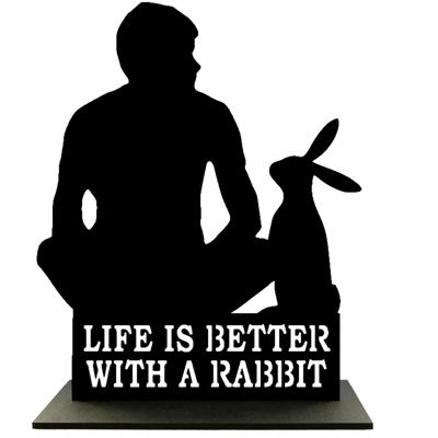 Houten Standaard - Man met Konijn - Pillow Buddies