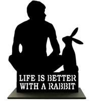 Houten Standaard - Man met Konijn - Pillow Buddies - thumbnail