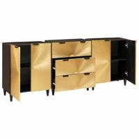 Dressoir 3 pcs Zwart en Goud 60 x 33 x 75 cm massief mangohout - thumbnail