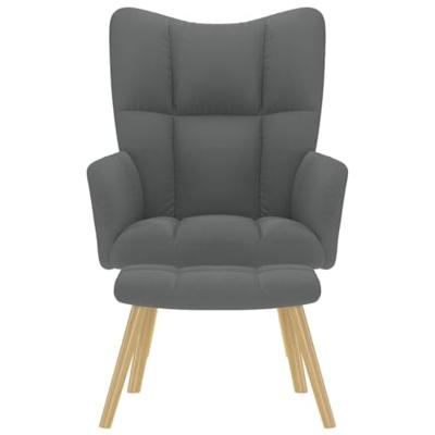 Relaxstoel met voetenbank stof donkergrijs