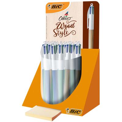 Bic Colours Wood Style, 4-kleurenbalpen, medium, klassieke inktkleuren Bic Colours Wood Style, 4-kleurenbalpen, medium, klassieke inktkleuren