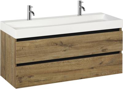 Ben Limara badmeubel incl. wastafel met 2 kraangaten 120x45x59cm sherwood - zwarte greeplijst