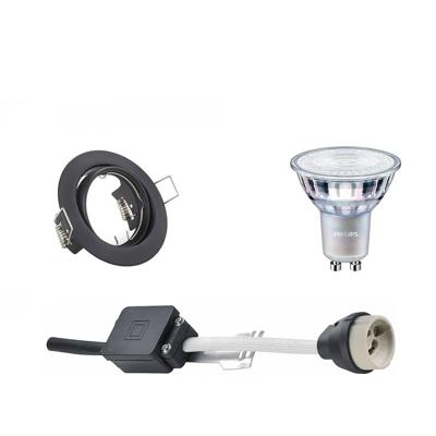 GU10 Inbouwspot Set - Mat Zwart - Inbouw Rond - Kantelbaar - Philips - MASTER 927 36D VLE - DimTone Dimbaar - 4.9W - Warm Wit 2200K-2700K - Ø83mm