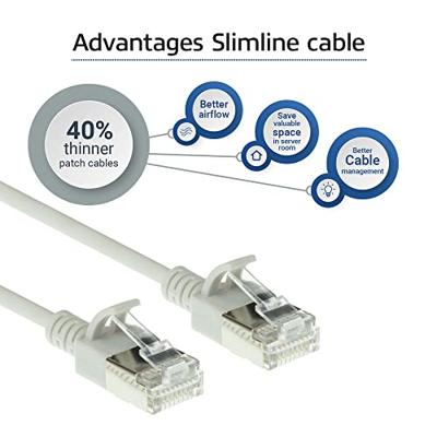 ACT DC7010 LSZH U/FTP CAT6A Datacenter Slimline Patchkabel Snagless | RJ45 Connectoren | Grijs | 10 meter