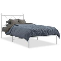 Bedframe met hoofdbord metaal wit 90x200 cm - thumbnail