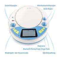 X4 Tech Bobby Joey Jam Box CD-speler voor kinderen Bluetooth, AUX, CD, USB, SD Incl. karaoke-functie, Incl. microfoon Blauw - thumbnail