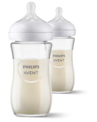 Set van 2 glazen flesjes 240 ml Philips AVENT Natural Response doorzichtig