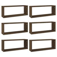 Wandschappen kubus 6 st 60x15x23 cm bewerkt hout bruin eiken - thumbnail