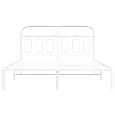 Bedframe met hoofdbord metaal wit 140x200 cm