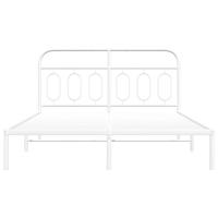 Bedframe met hoofdbord metaal wit 135x190 cm - thumbnail