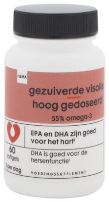 HEMA Gezuiverde Visolie Hoog Gedoseerd 55% Omega-3 - 60 Stuks