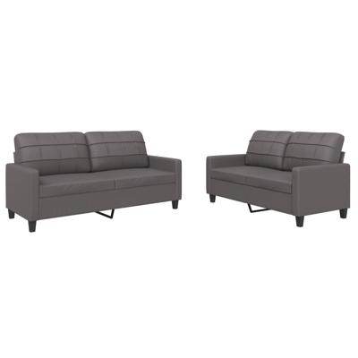 3-delige Loungeset met kussens kunstleer grijs - thumbnail