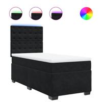 Boxspring met matras fluweel zwart 140x190 cm - thumbnail