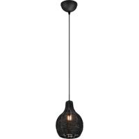 LED Hanglamp - Hangverlichting - Trion Sparko - E14 Fitting - 1-lichts - Rond - Zwart - Hout - thumbnail