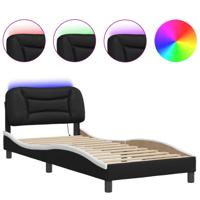 Bedframe met LED zonder matras "Hvar" zwart en wit 90x200 cm - thumbnail