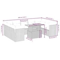 10-delige Loungeset met kussens poly rattan beige - thumbnail