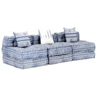 vidaXL Poef driezits modulair stof indigo - thumbnail