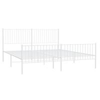Bedframe met hoofd- en voeteneinde metaal wit 193x203 cm - thumbnail