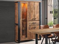 Vitrinekast ONNIX 3 deuren en 1 lade tropix hout - thumbnail