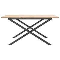 Salontafel X-frame 90x90x45 cm massief grenenhout en staal - thumbnail