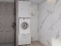 Kast WASHING 1 machine wit met 2 opzetkasten - thumbnail