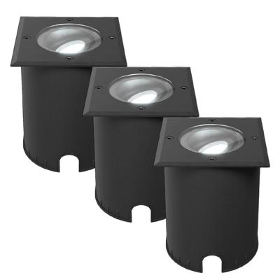Set van 3 Cody LED Grondspots Zwart - GU10 4,5 Watt 345 lumen dimbaar - 6500K daglicht wit - Kantelbaar - Overrijdbaar - Vierkant - IP67 waterdicht Set van 3 Cody LED Grondspots Zwart - GU10 4,5 Watt 345 lumen dimbaar - 6500K daglicht wit - Kantelbaar - Overrijdbaar - Vierkant - IP67 waterdicht