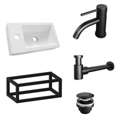Fonteinset Brauer Black Edition 40x22cm Wit Incl. Toebehoren en Frame Mat Zwart Fonteinset Brauer Black Edition 40x22cm Wit Incl. Toebehoren en Frame Mat Zwart