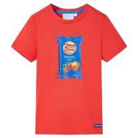 Kindershirt met korte mouwen 116 rood - thumbnail