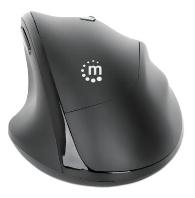Manhattan 190237 Ergonomische muis Draadloos Optisch Zwart 3 Toetsen 800 dpi, 1200 dpi, 1600 dpi Ergonomisch, Geïntegreerd scrollwiel