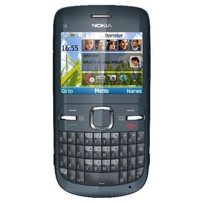 Nokia C3 smartphone (6,1 cm (2,4 inch) display, Bluetooth, 2 megapixel camera, QWERTZ-toetsenbord) grijs