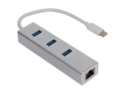 USB-C 3.1 hub 3x USB-A 3.0 + 1x 8P8C (RJ45) Velleman PCMP202